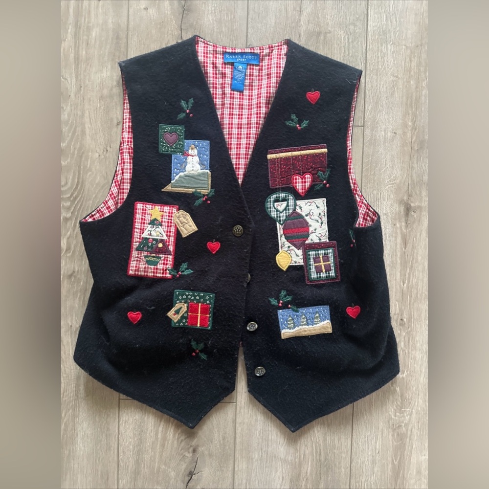 Karen Scott Sport Christmas Vest Womens Size Medium Cotton